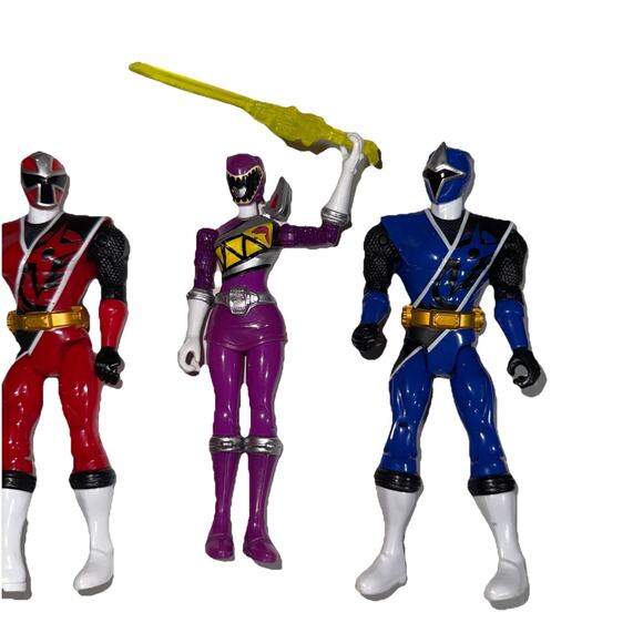 Bundle Of 4 Power Ranger 5” Action Figures Green Purple Dino, Blue Red Ninja - Picture 4 of 13